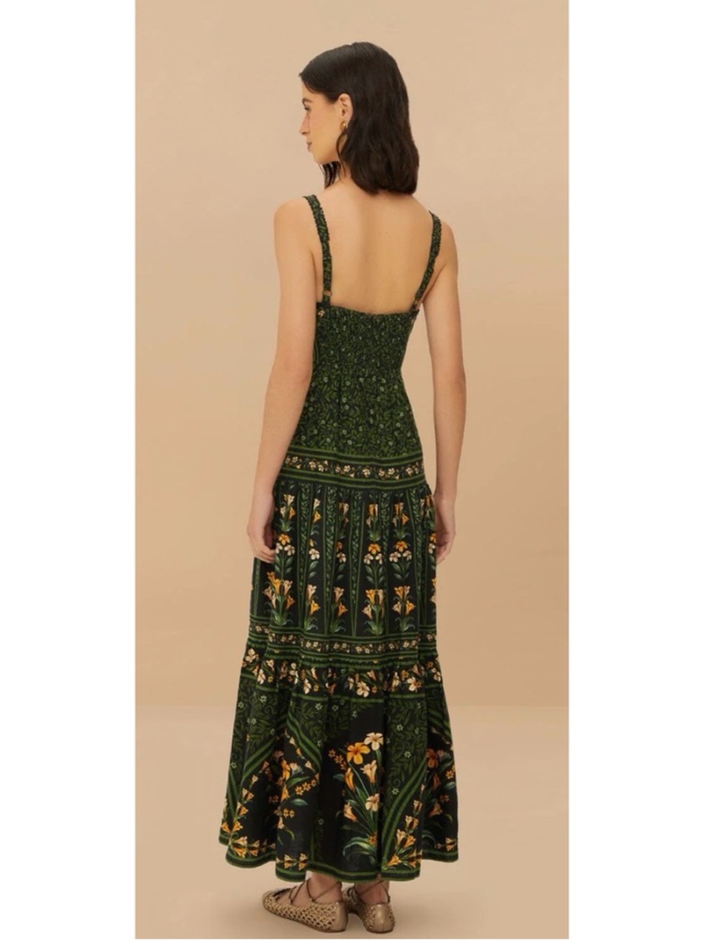 NWT Farm Rio Black Flowers Arch LENZING ECOVERO Euroflax Maxi Dress - 2XS - Picture 4 of 4